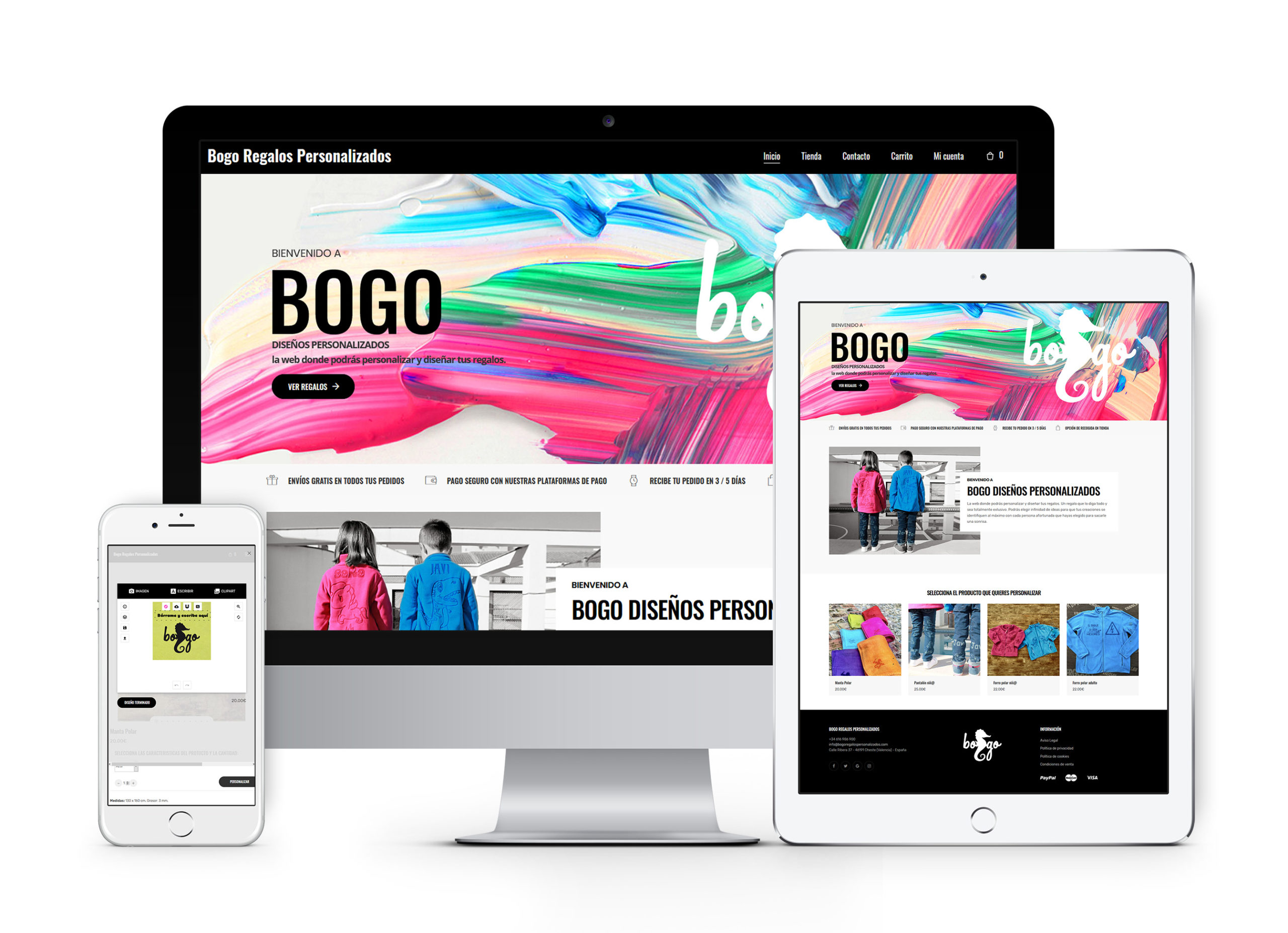 Bogo Regalos personalizados - Diseño de tienda online con personalizador de productos